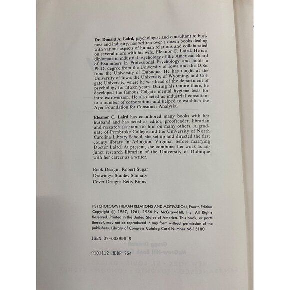 Psychology Human Relations & Motivation 4th Ed Donald A Laird 1967 HC Book - Picture 5 of 9